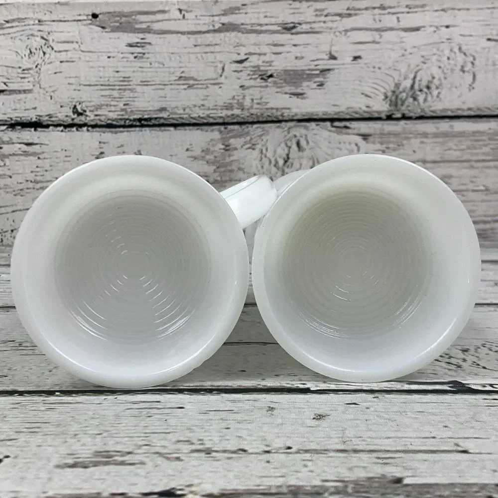 Federal Milk Glass Beer Steins: Tavern Scene, Moonglow Iridescent‎ - Set of 2